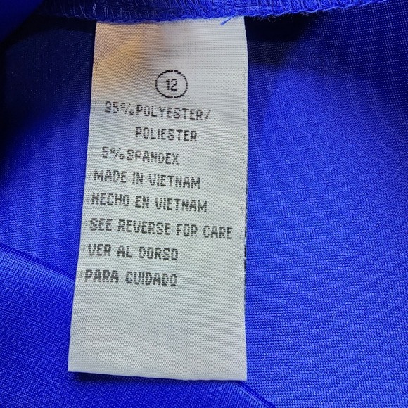 Shelby & Palmer Sheath Dress Womens 12 Royal Blue Stretch Bow at Shoulder Party - Picture 9 of 10